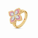 Belle Vante Princess Flower Ring in 18kt Yellow Gold with Diamonds and Rhodonite