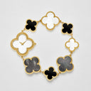 Belle Vante Alhambra Watch Small Model in 18K Yellow Gold with Mother-of-Pearl and Onyx