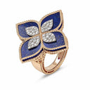 Belle Vante Princess Flower Ring in 18k Rose Gold with Lapis and Diamonds