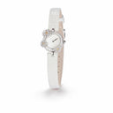 Belle Vante White Gold and Diamond and Sapphire 18 mm Watch with Lizard Leather Strap