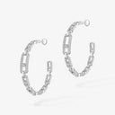 Move Link Diamond Hoop Earrings Medium White Gold 2.12ctw