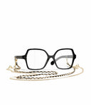 Belle Vante Square Eyeglasses Acetate & Chain Black