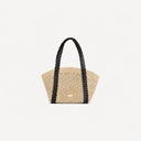 Happy Hearts Mini Tote Bag Belle Vante Ethical Raffia Black Calfskin