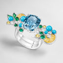 Belle Vante Medium White Gold Diamond Aquamarine Turquoise Cocktail Ring