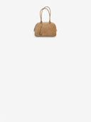 Belle Vante Large Bowling Bag Suede Calfskin & Gold-Tone Metal Dark Beige