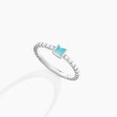 Belle Vante Cleo Lotus Ring White Gold Sea Blue Chalcedony