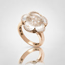 Belle Vante Bon Ton Ring in 18k Rose Gold with Rock Crystal and White and Champagne Diamonds