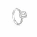 Belle Vante Platinum and Emerald-Cut Diamond Engagement Ring
