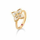 Belle Vante Princess Flower Ring in 18kt Yellow Gold with Diamonds and Mother of Pearl