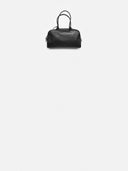 Belle Vante Large Bowling Bag Calfskin & Silver-Tone Metal Dark Gray