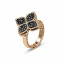 Belle Vante Princess Flower Ring in 18k Rose Gold with Black Diamonds