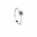 Belle Vante Sapphire and Diamond Cluster Flower Ring in White Gold