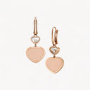 Happy Hearts Earrings Ethical Rose Gold Diamonds Pink Stone