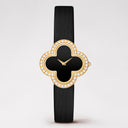 Belle Vante Alhambra Watch Medium Model in 18K Yellow Gold with Diamonds and Onyx