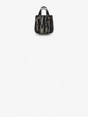 Belle Vante Mini Shopping Bag Canvas & Gold-Tone Metal Black, White & Gray