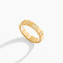 Belle Vante Cleo 2 Link Slim Full Diamond Ring Yellow Gold Diamond
