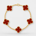 Belle Vante Vintage Alhambra 5 Motifs Bracelet in 18K Yellow Gold with Carnelian