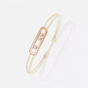 Care(s) Diamond Cord Bracelet Cream Cord Pink Gold 0.09ct