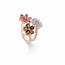 Belle Vante White and Pink Gold Ring with Pink Tourmalines Smoky Quartz and Diamonds