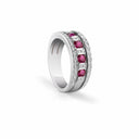 Belle Vante White Gold Channel-Set Ring with Rubies and Diamonds