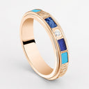 Belle Vante Medium Rose Gold Diamond Turquoise Sodalite Dumortierite Ring