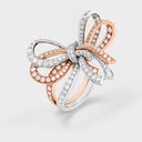 Belle Vante Nœud Between the Finger Ring in 18K White and Rose Gold with Diamonds