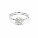 Belle Vante White Gold Flower Ring with Diamonds and Yellow Sapphire