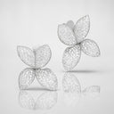 Belle Vante Giardini Segreti Medium Flower Earrings in 18k White Gold with Diamonds
