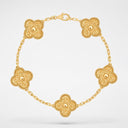 Belle Vante Vintage Alhambra 5 Motifs Bracelet in Textured 18K Yellow Gold