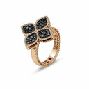 Belle Vante Princess Flower Ring in 18k Rose Gold with Black Diamonds