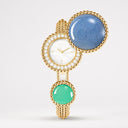 Belle Vante Perlée Toi & Moi Secret Watch Medium Model in 18K Yellow Gold with Chrysoprase