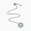 Belle Vante Tip-Top Diamond Statement Pendant Necklace White Gold Sea Blue Chalcedony