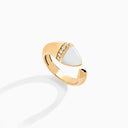 Belle Vante Cleo Venus Gold Midi Ring Yellow Gold White Agate