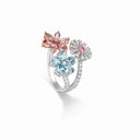 Belle Vante White and Pink Gold Tourmaline Aquamarine and Diamond Ring