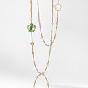 Belle Vante Bon Ton Sautoir in 18k Rose Gold with Prasiolite Milky Quartz and Diamonds