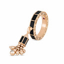 Belle Vante Art Deco Ring in 18k Rose Gold with Black Jade and Diamonds