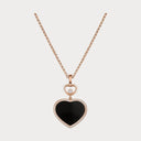 Happy Hearts Pendant Belle Vante Ethical Rose Gold Diamonds Onyx