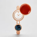 Belle Vante Perlée Toi & Moi Secret Watch in 18K Rose Gold with Diamonds and Carnelian