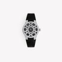 Belle Vante Classic Butterfly Watch Silvered Dial Anthracite Stainless Steel Black Satin Strap