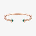 Belle Vante Medium Rose Gold Malachite Diamond Open Bangle Bracelet