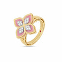 Belle Vante Princess Flower Ring in 18k Yellow Gold with Diamonds and Rhodonite