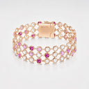 Belle Vante Palmyre 3 Rows Bracelet in 18K Rose Gold with Diamonds and Sapphires