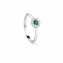 Belle Vante White Gold and Emerald and Diamond Cluster Flower Ring