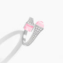 Belle Vante Cleo Diamond Midi Ring White Gold Pink Quartzite