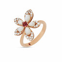 Belle Vante Tiaré Ring in 18kt Rose Gold with Mother of Pearl Rubellite and Diamonds