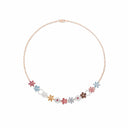 Belle Vante Pink White and Yellow Gold and Multi-Gemstone Necklace 1.15 Carats