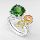Belle Vante Medium White Gold Green Tourmaline Diamond Ring