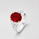 Belle Vante Jasmin Solitaire Ring in Platinum and 18K Rose Gold with Ruby and Diamonds