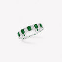 Belle Vante Emerald Cut Emerald and Diamond Wedding Band White Gold