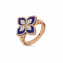Belle Vante Princess Flower Ring in 18kt Rose Gold with Diamonds and Lapis